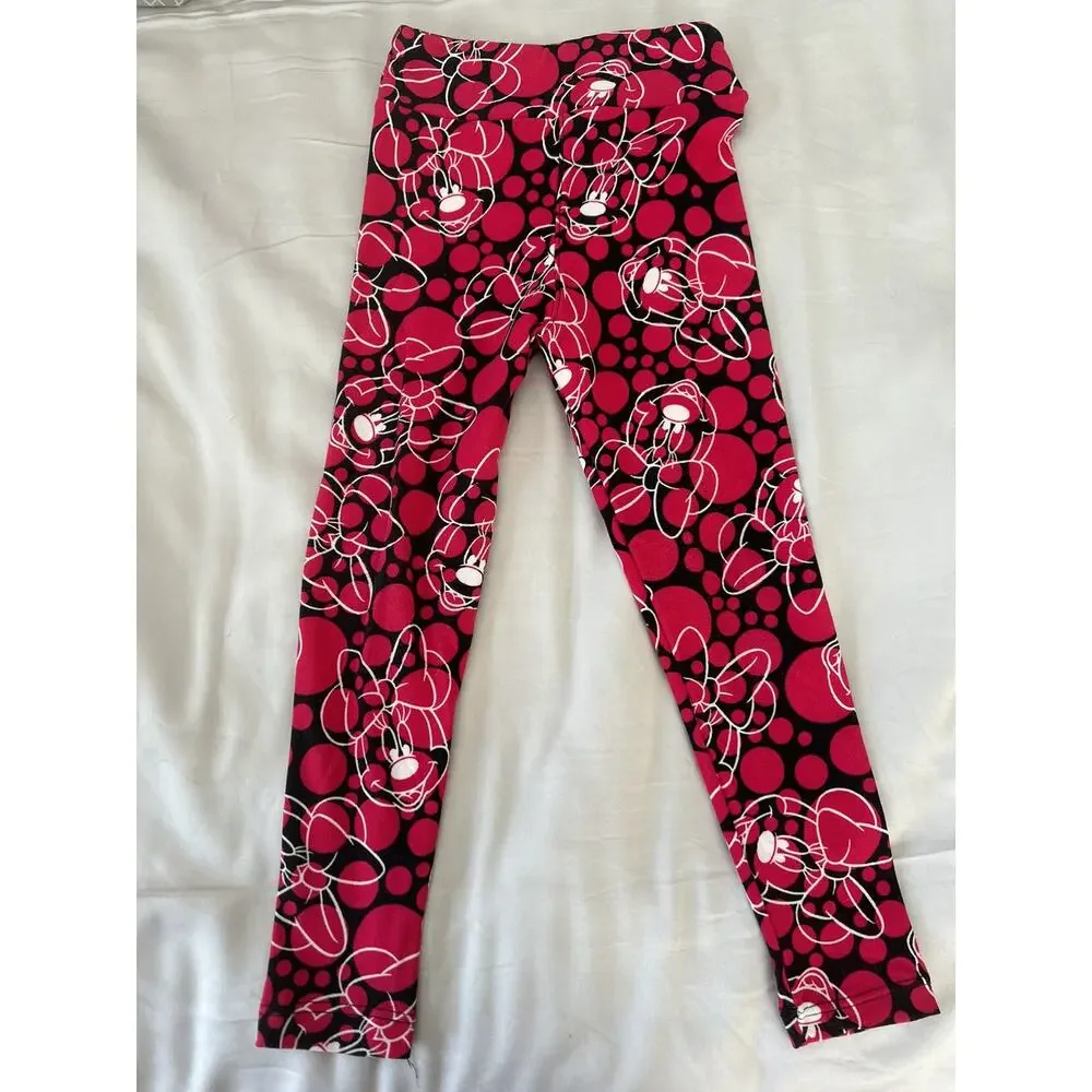 Lularoe Pink Red Minnie Leggings S/M